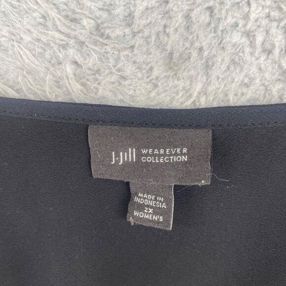 J Jill Dress Womens 2X Plus Black Wearever Chiffon Duster Tie Waist Cap Sleeve - Picture 5 of 10